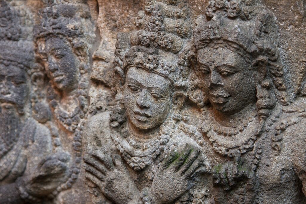 Relief in Prambanan auf Java